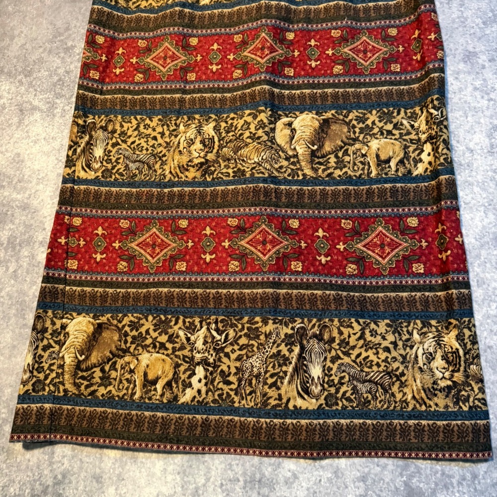 Vintage Sharon Young Sportswear Safari Animal Print Maxi Skirt Rayon Linen Sz 12 - Picture 7 of 7